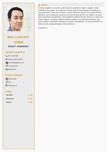 Ziraat Mühendisi Cv Örnekleri cv indir